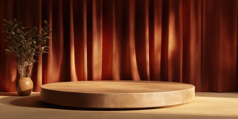 Poster - 3D Rendered Clay Podium Set Against a Curtain on a Stage