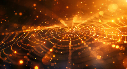 Wall Mural - a spider web with lights