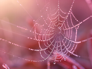 Wall Mural - a spider web with water droplets on it