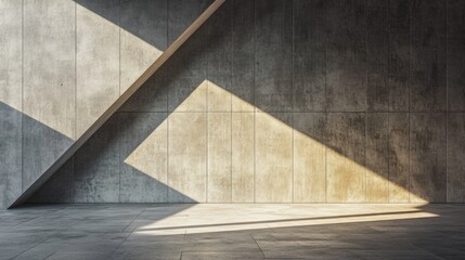 Poster - 3D rendered architectural interior featuring a concrete wall and geometric shapes