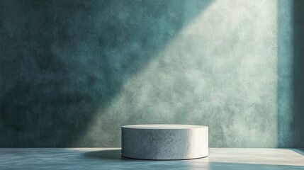 Poster - 3D rendering of a pedestal and showcase against an abstract background featuring a minimalist concept with a clean blank space