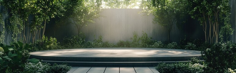 Poster - 3D rendering of a stage surrounded by greenery