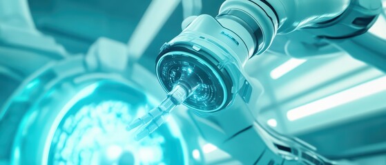 Poster - Futuristic robotic arm in a high-tech environment, designed for precision tasks in a laboratory setting.
