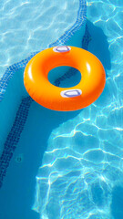 Inflatable ring in the pool.