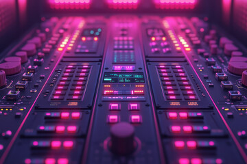 Fototapete - A server administratorâ€™s control panel, isolated on a pastel lavender background, symbolizing the interface for managing server operations,