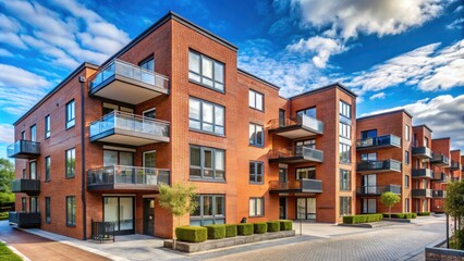 Modern brick apartments in a residential area of Gothenburg, Sweden, urban, architecture, Scandinavian, building, facade