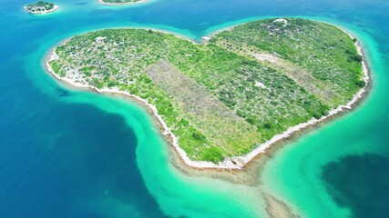 Sticker - Heart Island aerial view in Croatia. Galesnjak, the heart-shaped Croatian island