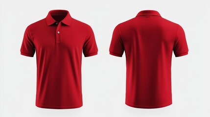 Canvas Print - Red Polo Shirt Front and Back View Generative AI