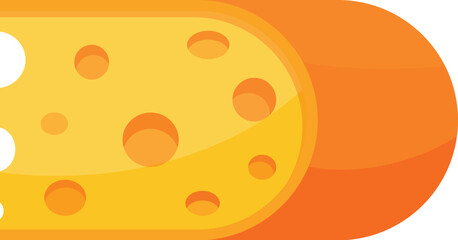 Poster - Vector illustration of a round piece of yellow cheese with holes showing its texture, isolated on a white background