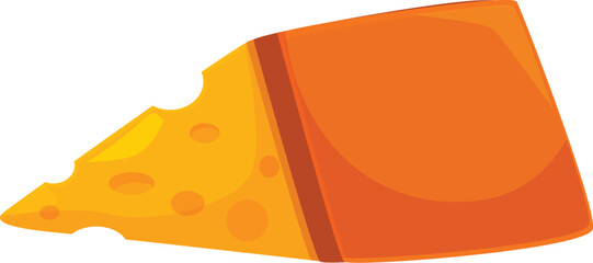 Poster - Simple vector illustration of a block of cheddar cheese with a slice cut off, isolated on a white background