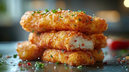 Delicious crispy fried mozzarella sticks Generative AI