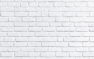 Poster - A  pattern of white painted brick wall, perfect for backgrounds, design projects, and showcasing textures in architectural and interior design.