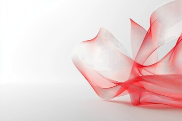 Poster - A flowing abstract design featuring delicate red and white swirls creating a sense of movement and elegance.