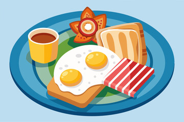 Poster - Wholesome breakfast toast vector illustration