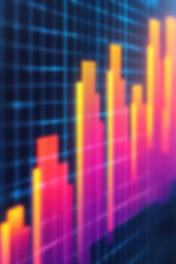 Poster - A vibrant graph with colorful bars on a grid background, illustrating data visualization and business analytics concepts.