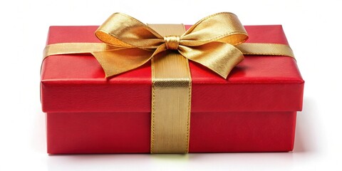 Wall Mural - Red gift box with gold bow, perfect for holidays and special occasions, gift, box, red, gold, bow, present