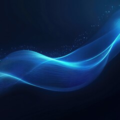 Poster - A dynamic abstract wave design showcasing vibrant blue light and fluid motion against a dark background, perfect for technology themes.