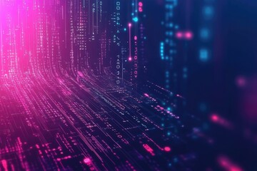 Poster - Vibrant abstract digital background with glowing lines and data patterns, perfect for tech and futuristic themes.