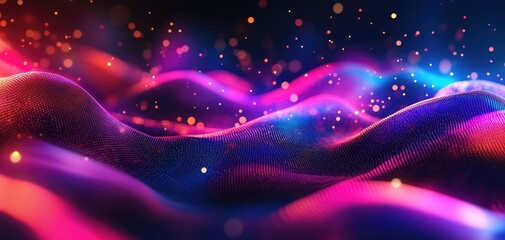 Fototapete - Vibrant waves of color blend seamlessly, creating an ethereal and mesmerizing visual experience filled with light and movement.