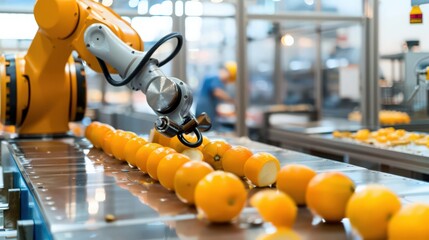 Poster - innovative use of robots in a food processing factory, focusing on the cleanliness and efficiency of