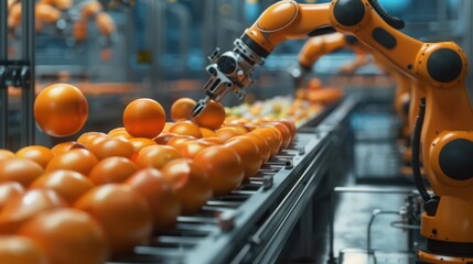 Poster - innovative use of robots in a food processing factory, focusing on the cleanliness and efficiency of