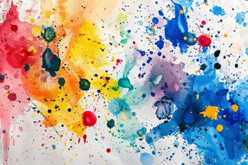 Hand painted multicolor ink splash, colorful spots, dirty artistic, and paint splatter watercolor background --ar 3:2 Job ID: 3a1973fa-3761-4020-9b7b-d027290ece2a