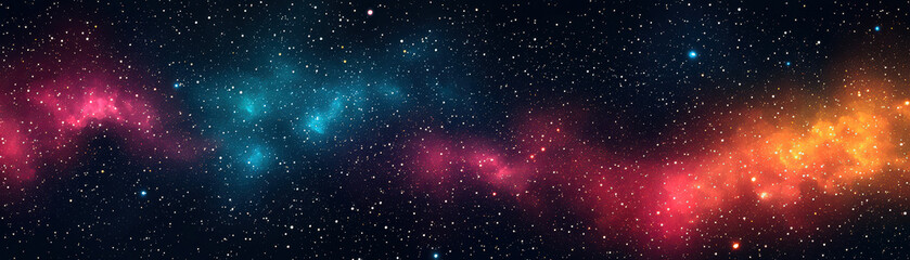 Wall Mural - a stunning wide view of the colorful nebula in space with countless stars scattered across the black
