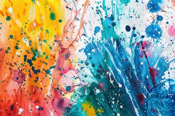 Hand painted multicolor ink splash, stain spots, dirty artistic and paint sprays splatter colorful watercolor background --ar 3:2 Job ID: cff33b7a-5823-49c6-b614-dbba327bf390