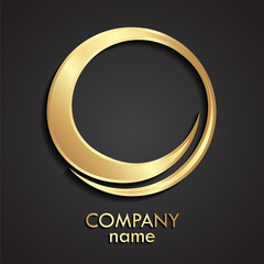 3d abstract gold metal circle logo design