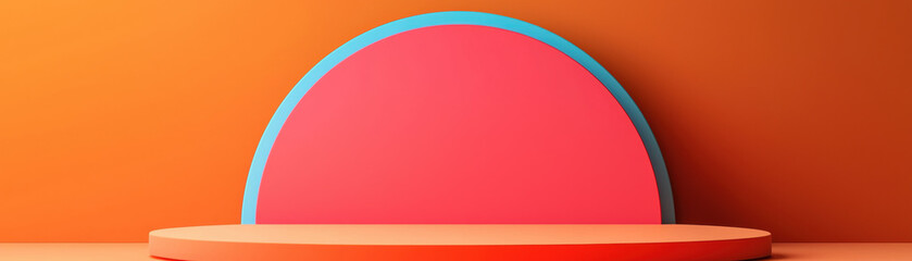 Poster - Vibrant abstract background featuring a colorful podium with bold geometric shapes and a modern design, perfect for product display or presentations.