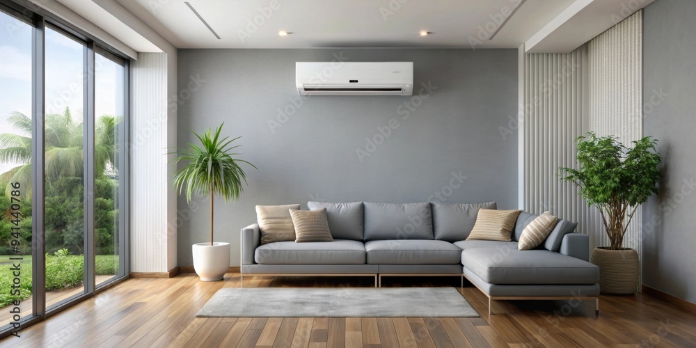 Modern living room with AC splitter , modern, living room, interior ...