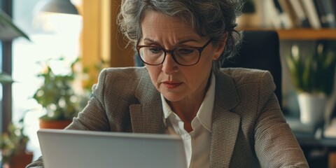 Professional Woman Using Laptop at Work