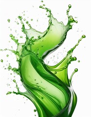 Sticker - Green water or juice wave flow with splatters