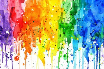 Hand painted multicolor rainbow ink splash, colorful spots, dirty artistic, paint splatter watercolor background