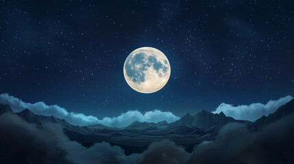 beautiful full moon and night sky wallpaper background