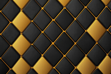 Poster - Elegant black and gold diamond pattern, geometric abstract background, sophisticated luxury design for digital and print use.