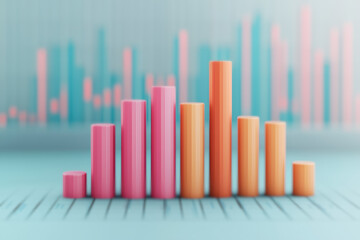 Poster - Colorful  bar graph with blurred background, representing data analysis, statistics, and financial growth, perfect for business presentations.
