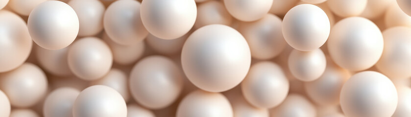 Poster - Abstract close-up of smooth, white spherical objects with soft shadows, creating a minimalist and modern visual effect suitable for backgrounds and textures.
