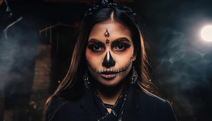 Wall Mural - Halloween female skull makeup