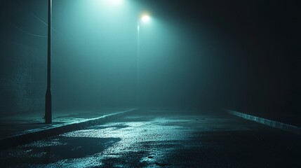 Canvas Print - Wet asphalt dark street, smog, smoke.