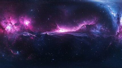 Cosmic Landscape with Nebulae Stars and Galaxy