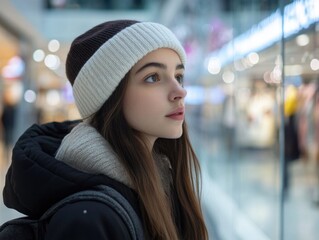 Wall Mural - Contemplative Youth in Winter Attire