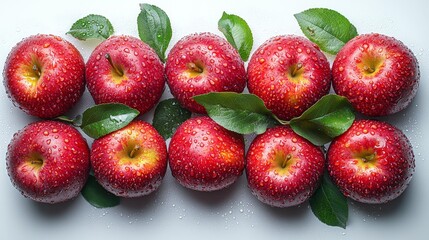 Wall Mural - Fresh Red Apples with Water Droplets Generative AI