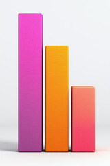 Poster - Colorful three-dimensional bar graph on a white background illustrating statistical data with vibrant colors, representing growth or comparison.