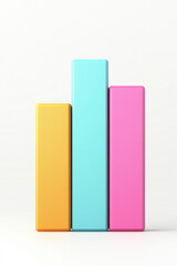 Poster - Minimalistic colorful bar graph on white background, depicting statistical data or business analytics, perfect for presentations or reports.