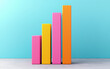 © tonstock - Colorful bar graph against a blue background representing growth and data analysis in a modern, minimalistic style.