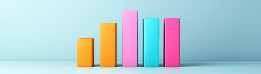 Poster - Colorful bar graph in a minimalistic setting against a pastel background. Vividly depicts growth, data analysis, and positive business trends.