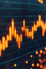 Poster - Illuminated financial graph showing data trends with glowing points and vertical bars. Perfect for business, finance, and investment themes.