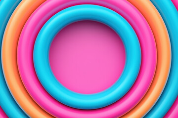 Aufkleber - Colorful concentric circles of blue, pink, and orange create a vibrant abstract background with a modern and dynamic design.