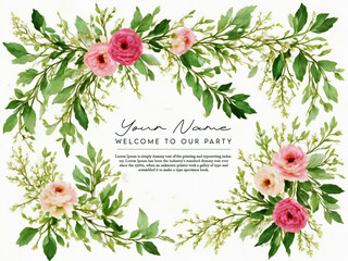 Botanical floral frame Natural Bouquet Leaf Plant Flower Garden Decorative Blossom Ornament Border Vector Element.Vintage Nature Elegant Decoration Illustration.Wedding greeting invitation date card